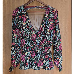 Gimmicks Floral Chiffon Peplum Top Blouse